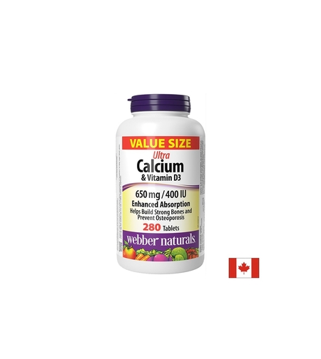 Костна система - Ултра Калций 650 mg + Витамин D3 400 IU, 280 таблетки
