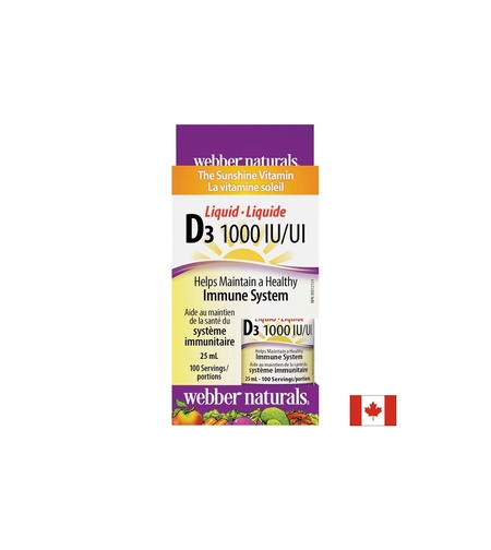 Витамин D3 /течен/ 1000 IU x 25 ml, 100 дози Webber Naturals