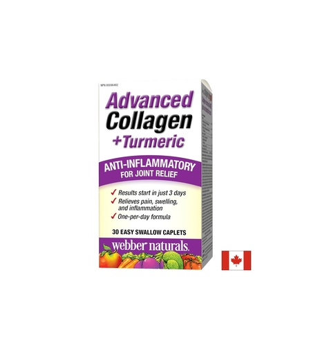Advanced Collagen + Turmeric / Колаген и куркума за здравето на ставите, 30 мини каплети Webber Naturals
