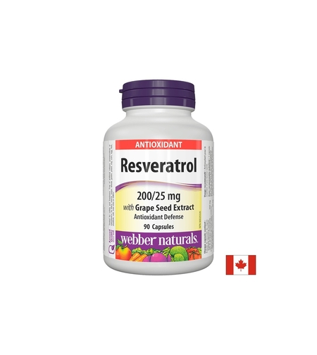 Resveratrol with Grape Seed Extract/ Ресвератрол 200 mg с Гроздово семе 25 mg х 90 капсули Webber Naturals