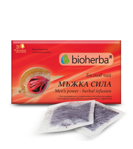 Мъжка сила - с индийско орехче и бабини зъби, 20 филтърни пакетчета, Биохерба
