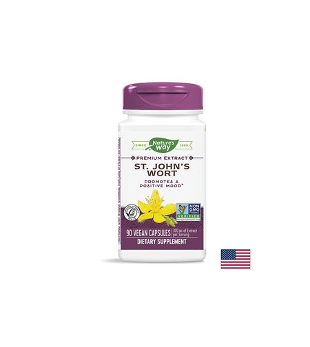 Подобрява настроението - Жълт кантарион премиум екстракт - St. John`s Wort 420 mg, 90 капсули Nature’s Way