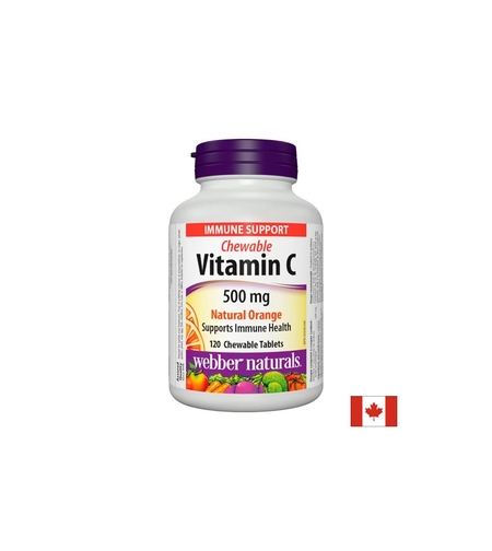 Chewable Vitamin C Natural Orange - Витамин С 500 mg, 120 дъвчащи таблетки с вкус на портокал Webber Naturals
