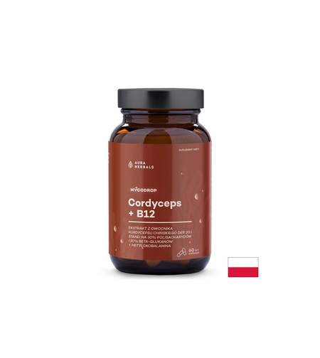 Mycodrop Кордицепс 500 mg + витамин B12 50 µg – При умора и физическо изтощение, 60 капсули