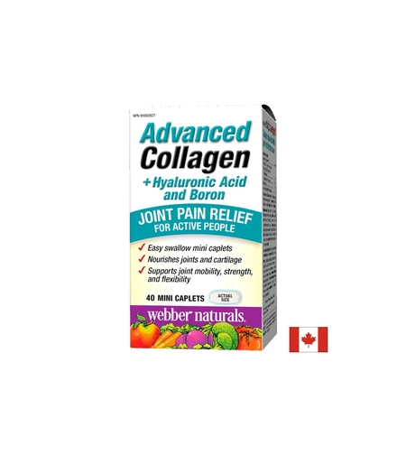Advanced Collagen+Hyaluronic Acid and Boron/ Колаген + Хиалуронова киселина и Бор х 40 мини каплети Webber Naturals