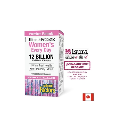 Мултипробиотик за жени - Women`s Multi Probiotic -12 млрд. активни пробиотици, 60 капсули Natural Factors