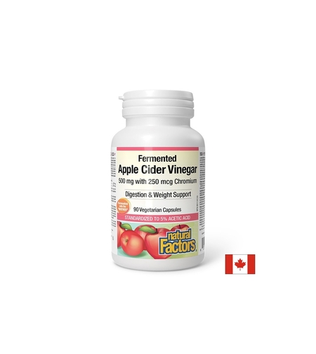 Ябълков Oцет 500 mg + Хром Пиколинат 250 µg, 90 V капсули - Natural Factors