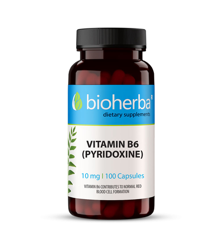 ВИТАМИН B-6 (ПИРИДОКСИН) / VITAMIN B6 (PYRIDOXINE), 100 капсули, 10 мг, Биохерба