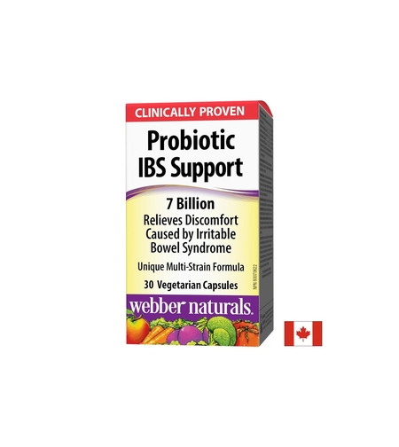 Probiotic IBS Support/ Пробиотик IBS 4 щама, 7 млрд. активни пробиотици х 30 капсули Webber Naturals