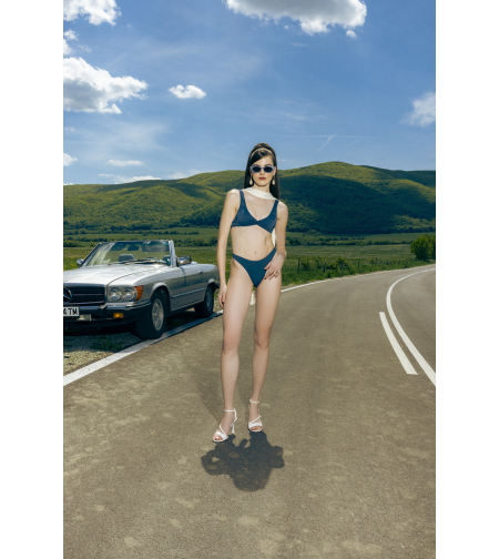''Capri Navy'' Thong Bottom