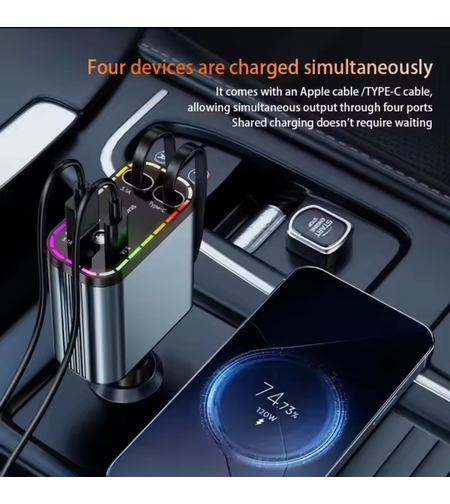 FM трансмитер Bluetooth 5.3 за кола, Car Kit с прибиращи се кабели, автомобилно зарядно 2 порта QC 3.0 + PD 30W, MP3 плейър за кола, hands-free устройство, цифров екран, външен микрофон, 12-24V, за iPhone/Android