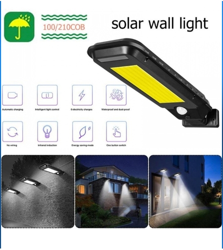Външна LED лампа със соларен заряд, сензор за движение и светлина, 100 COB LED