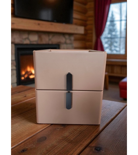 Смарт нощен шкаф с безжично зареждане, стерео тонколона, USB А & USB C порт и LED осветление (Цвят: Кафяв), Модел: 826