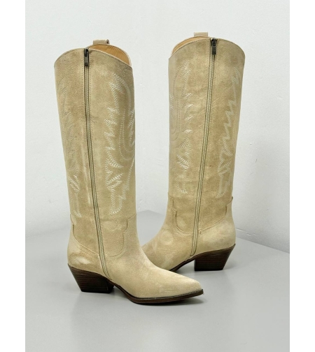 Isabel Marant Duerto Suede Cowboy Boots “Beige”