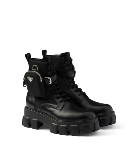Prada Monolith Combat Boots – Triple Black (Pouch Edition)