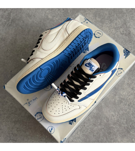 Air Jordan1 Low x Travis Scott x Fragment 'Sail Military Blue'