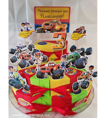 Картонена торта  ПЛАМЪЧКО И МАШИНИТЕ 5 /  BLAZE AND MONSTERS  5