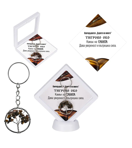 Ключодържател  Дървото на живота ТИГРОВО ОКО в рамка