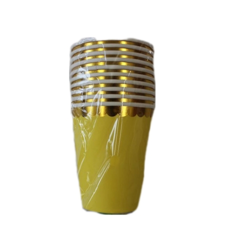 ПАРТИ ЧАШКИ  ЖЪЛТИ СЪС ЗЛАТЕН КАНТ