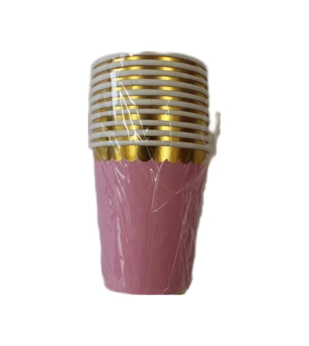 ПАРТИ ЧАШКИ  РОЗОВИ СЪС ЗЛАТЕН КАНТ