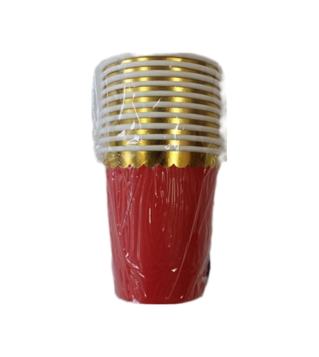 ПАРТИ ЧАШКИ  ЧЕРВЕНИ СЪС ЗЛАТЕН КАНТ