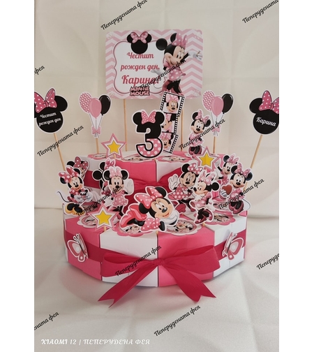 Картонена торта Мини Маус 3 / Minnie Mouse