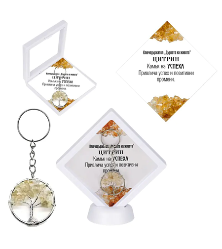 Ключодържател  Дървото на живота ЦИТРИН в рамка