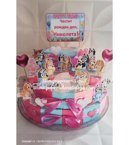 Картонена торта Блу и Бинго 6 / Bluey and Bingo 6