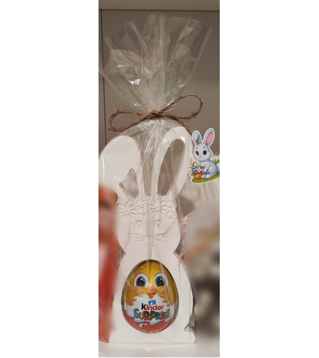 Керамичен заек голям с шоколадово яйце Киндер