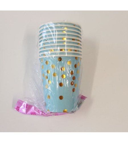 ПАРТИ ЧАШКИ  СИНИ СЪС ЗЛАТНИ ТОЧКИ