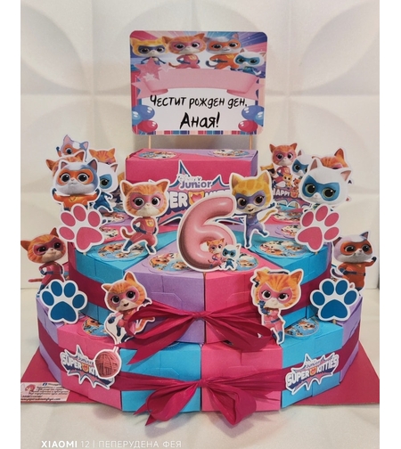 Картонена торта СУПЕР КОТЕТА 8 /  SUPER KITTIES