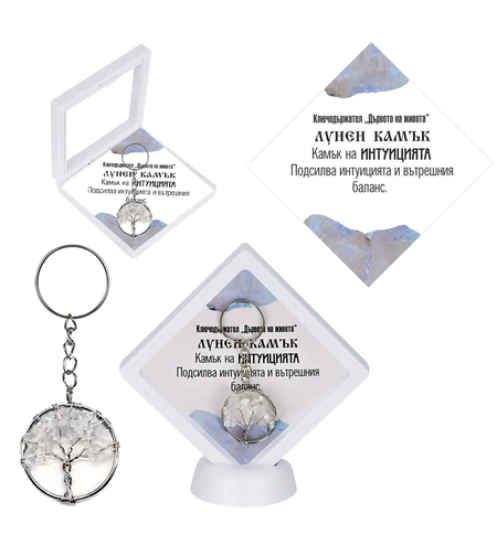 Ключодържател  Дървото на живота  ЛУНЕН КАМЪК- в рамка