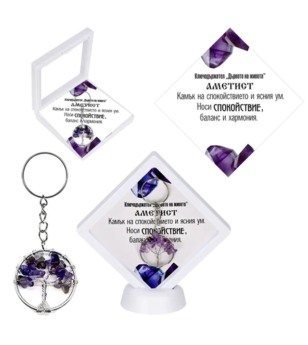 Ключодържател  Дървото на живота - АМЕТИСТ в рамка