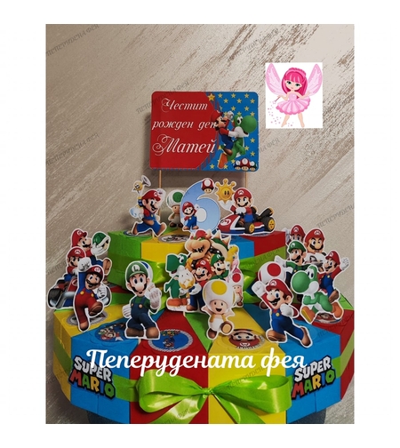 Картонена торта  СУПЕР МАРИО 5  / Super Mario