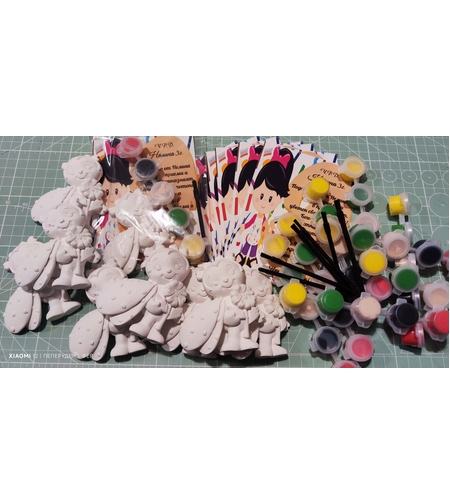 КАЛИНКА С ЦВЕТЕ за оцветяване С / БЕЗ  магнит - 1бр. фигурка + 2бр. боички+ 1бр. четка