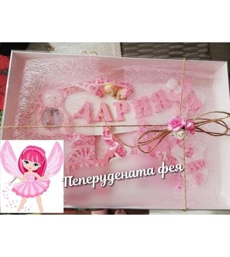 Керамично пано за момиченце в бял и бебешко розов цвят