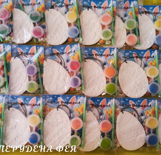 керамични яйца за закачане с 2бр. боички и четка