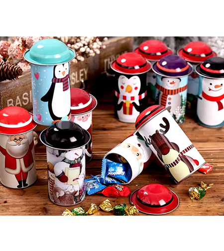 Коледна метална кутия с капаче