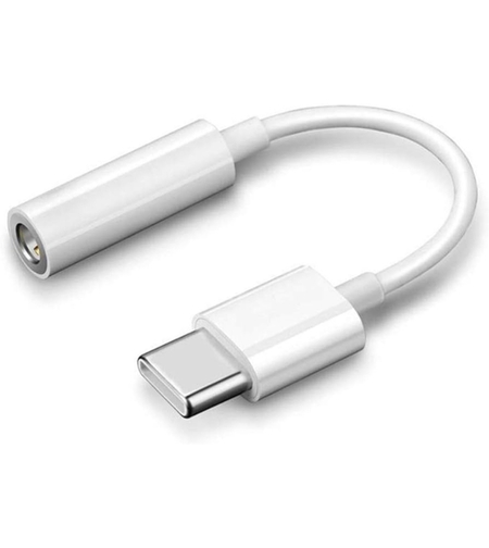 Преходник адаптер OTG USB-C към 3.5мм женско, бял