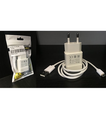 Универсално USB зарядно 5v 2a + The Old GAGO Micro Usb кабел 2А 1М - Бял