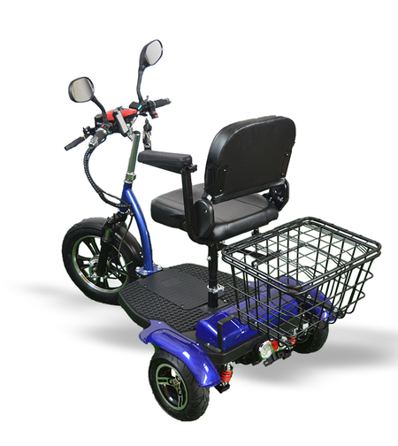 Електрическа триколка А6 Plus | 750W, Удобно кресло, Диференциал, Синя