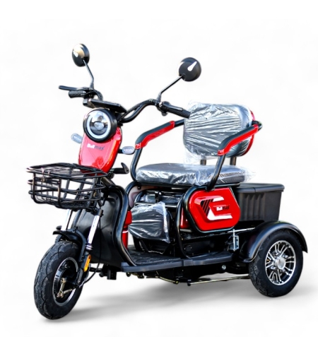 Електрическа двуместна триколка С1 | Червена, 1500W, 48/20Аh