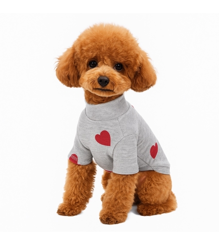 Мек пуловер на сърчица за кучета - сив