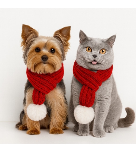 Коледен шал за кучета и котки