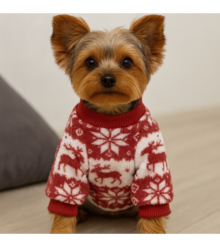 Коледен уютен пуловер за кучета