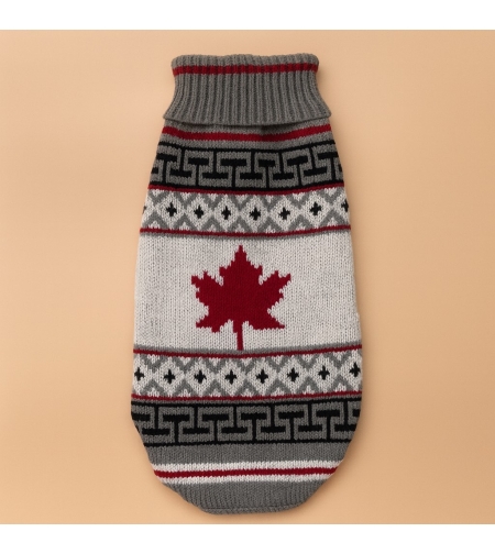 Стилен пуловер с кленово листо за кучета