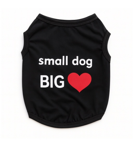Стилна дрешка Small dog big heart за кучета - черна
