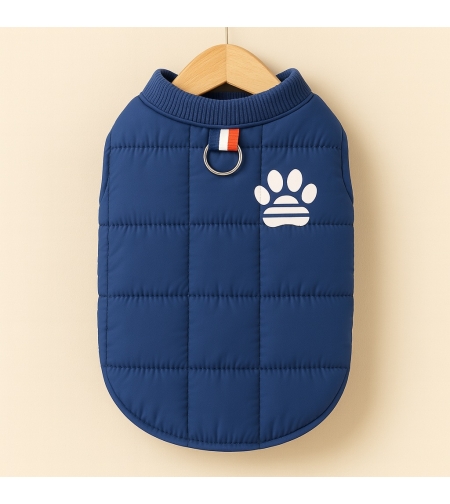 Стилно преходно яке с лапичка за кучета - синьо
