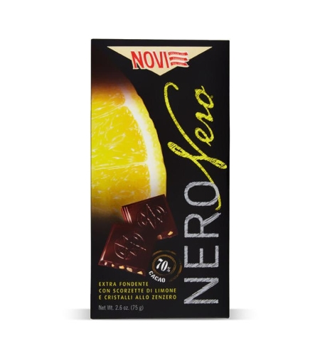Черен шоколад NOVI Nero 70% Limone e Zenzero 75 гр