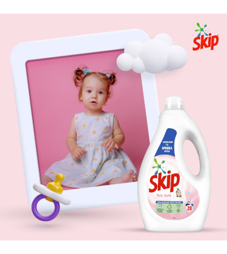 Skip Talc Soft – Течен перилен препарат за бебешки дрехи, 28 пр 1.4л